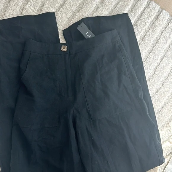 NWT Lulu’s Jet Stream Black High Waisted Wide Leg Pants - Picture 4 of 4